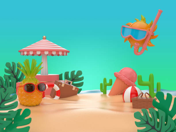 istock 3d illustrate bright colorful summer background 1210806213