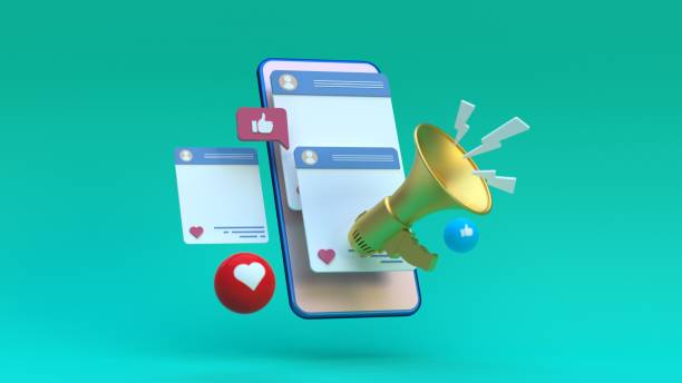 ソーシャルメディアメガホンコンセプト - mobile marketing ストックフォトと画像