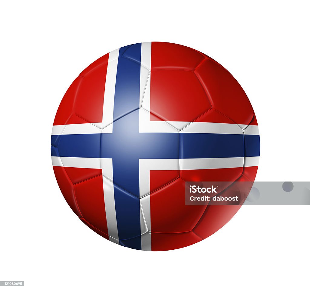 Pelota de fútbol fútbol con la bandera de Noruega - Foto de stock de Azul libre de derechos