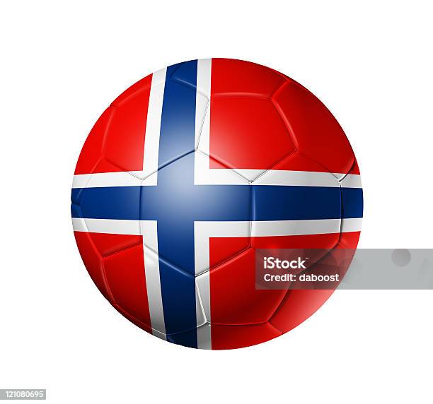 Pelota De Fútbol Fútbol Con La Bandera De Noruega Foto de stock y más banco de imágenes de Azul - Azul, Bandera, Blanco - Color