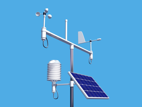 Illustration of various instruments on a weather station