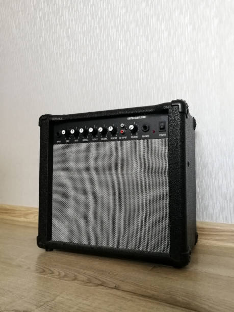 istock Guitar combo amplifier on the wooden floor 1210809579