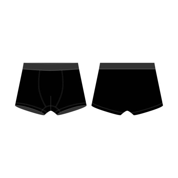 schwarze boxer knickers unterwäsche für jungen isoliert auf weißem hintergrund. - boxershorts stock-grafiken, -clipart, -cartoons und -symbole