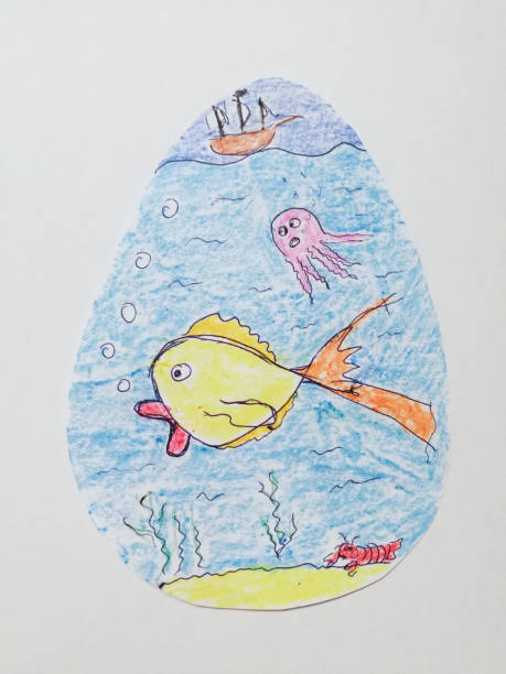 istock Children drawing on egg shaped paper 1210815987