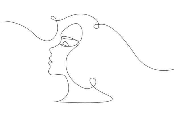 ilustrações, clipart, desenhos animados e ícones de um retrato de uma bela mulher - contour drawing illustrations