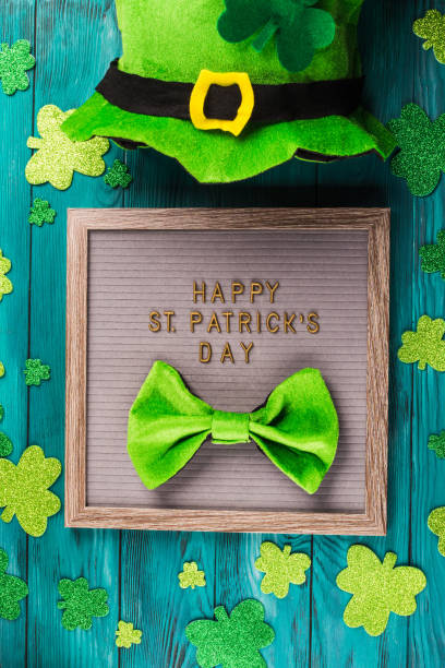 istock St Patrick Day greetings on letter board, shamrock 1210817705