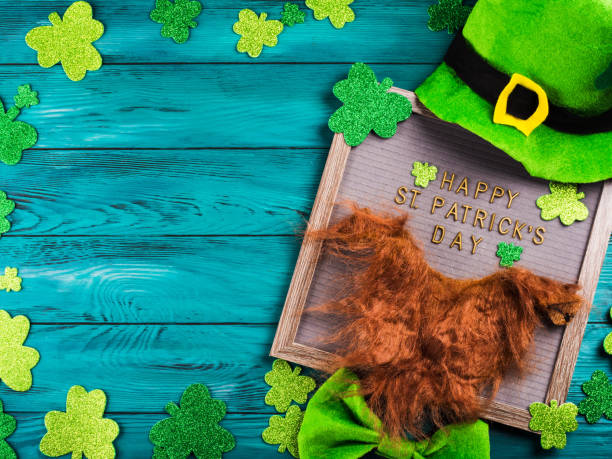istock St Patrick Day greetings on letter board, shamrock 1210817929