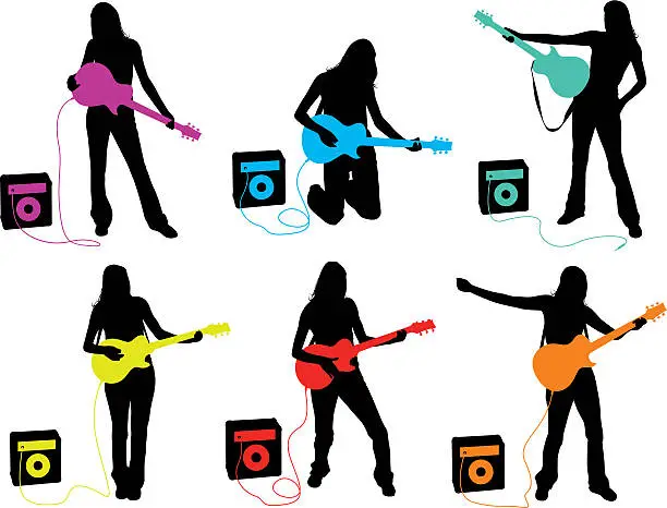 Vector illustration of Guitar Girl Series