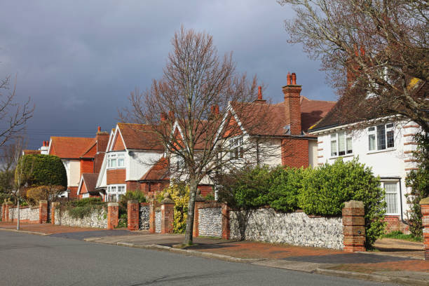 istock Street view - Typical British Houses, UK 1210819054