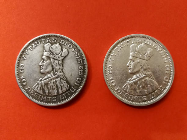 istock Lithuanian 10 Litas coin original and replica 1210821565