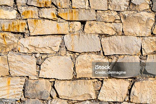 Muro Di Pietra Orizzontale Full Frame - Fotografie stock e altre immagini di Composizione orizzontale - Composizione orizzontale, Continuità, Fotografia - Immagine