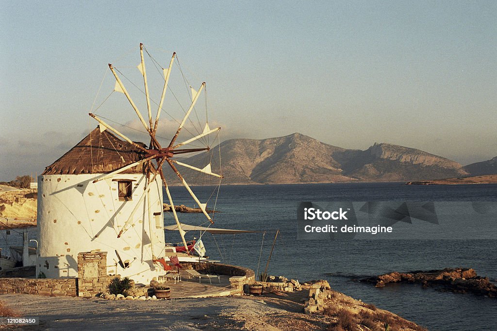 Griego, Windmill, horizontal - Foto de stock de Aerogenerador libre de derechos