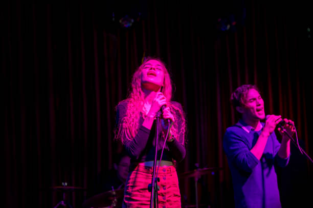 istock Duet between a male and female vocalist live on stage 1210825542