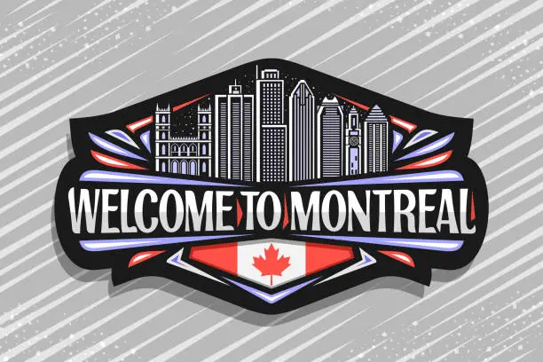 Vector illustration of Vector label for Montreal