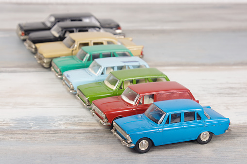Hobby collection of obsolete die-cast automobile models