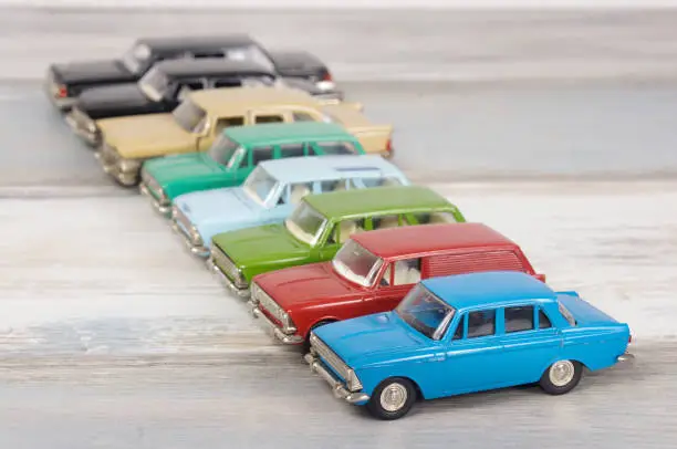 Hobby collection of obsolete die-cast automobile models