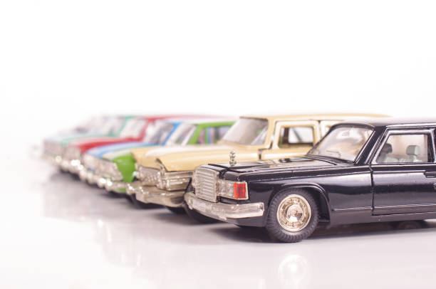 istock Collection of die-cast car models isolated on the white background 1210832005