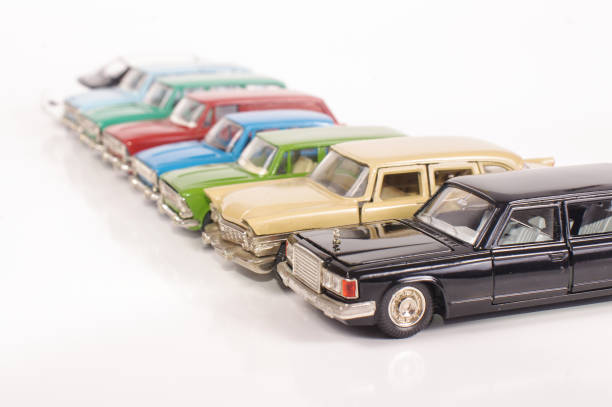 istock Collection of die-cast car models isolated on the white background 1210832012