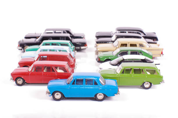 istock Collection of die-cast car models isolated on the white background 1210832039