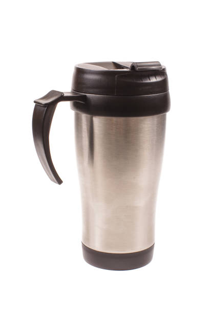 istock Metal thermos isolated on the white background 1210833141