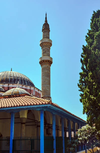istock Turkish historic mosque with minaret in Rhodes 1210835307
