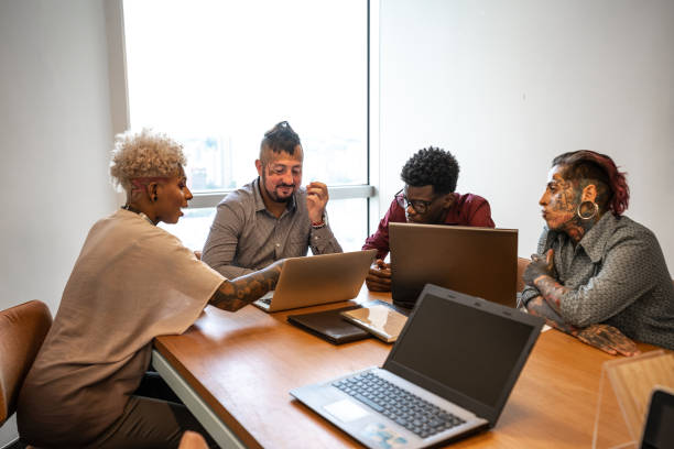 istock Young business people working at coworking sharing table 1210836034