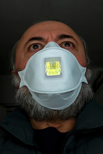 Fear, Senior man in medical mask - coronavirus