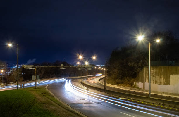 istock Long Exposure of Headlights at night 1210842430