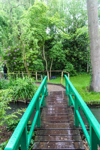 istock Bridge in the green garden and river 1210846096