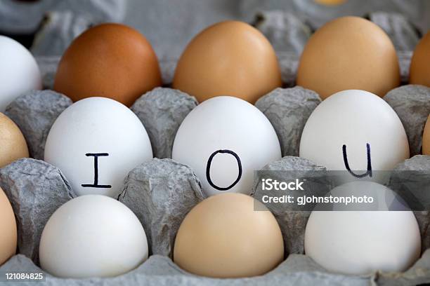 Schuldschein Im Eierkarton Stockfoto und mehr Bilder von Schuldschein - Schuldschein, Ei, Ersparnisse