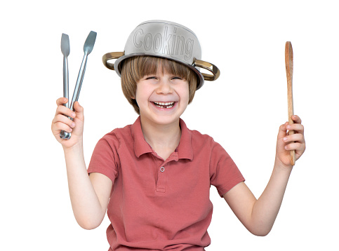 Happy Kid Playing With Cooking Pot