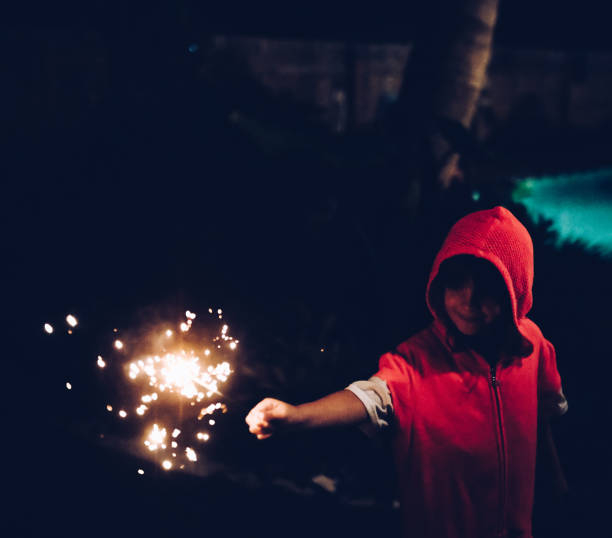 istock Child holds a sparkler firework at night in the dark 1210849273