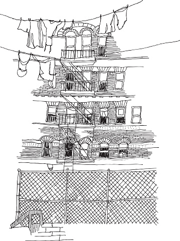 Vector pen and ink drawing urban urban building.