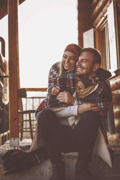 istock Relaxing winter vacation time for young couple 1210862553