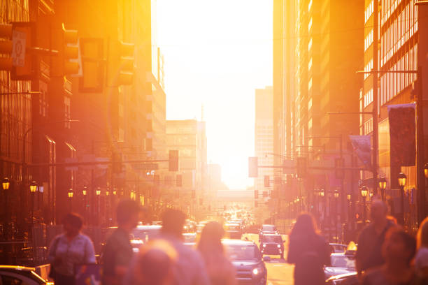istock Crowd over sunset Philadelphia downtown street 1210862758