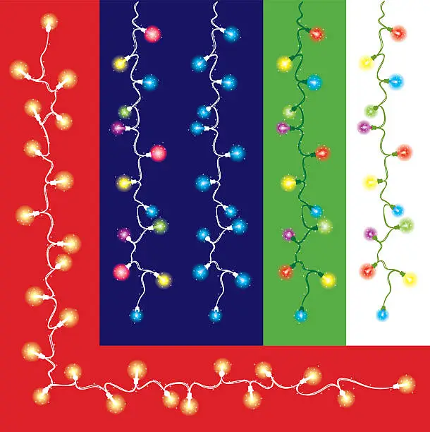 Vector illustration of Fairy Lights on different coloured backgrounds