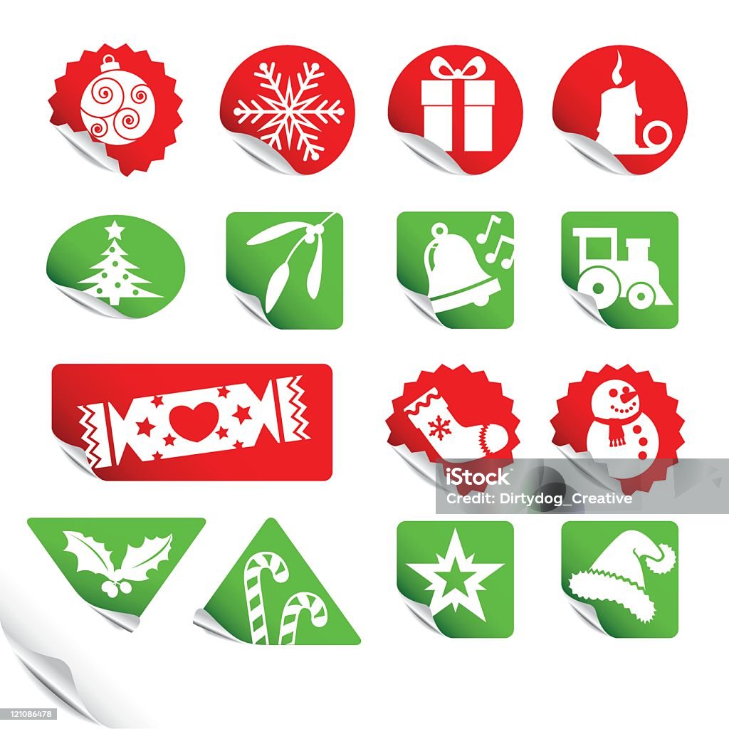 logo icônes sur autocollants de Noël - clipart vectoriel de Angle libre de droits