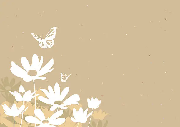 Vector illustration of Flowers & Butterflies
