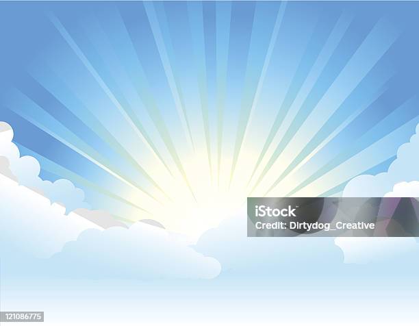 Ilustración de Sunburst Nubes y más Vectores Libres de Derechos de Amanecer - Amanecer, Azul, Cielo