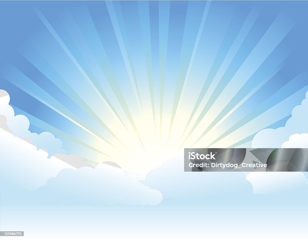 Sunburst & nuages - clipart vectoriel de Aube libre de droits