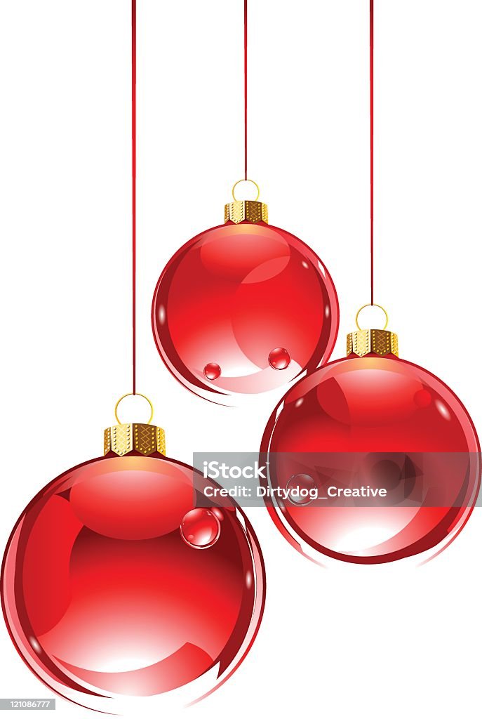 Três bolas para árvore de flor de vidro vermelho - Royalty-free Bola de Árvore de Natal arte vetorial