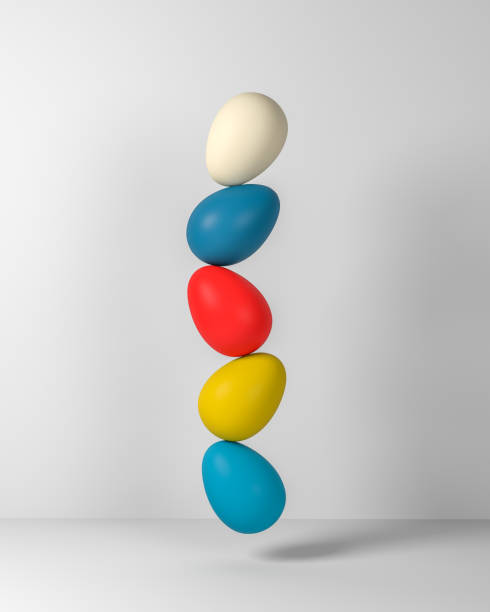 istock Colourful Easter Eggs in the Air Concept Idea on a White Background 1210867945