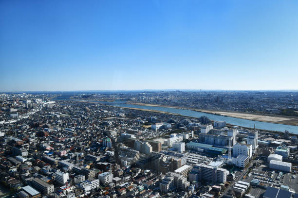 View from Ilink Town in Ichikawa Taken from the roof of a skyscraper ibaraki prefecture stock pictures, royalty-free photos & images