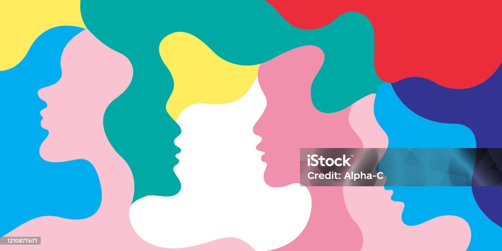 Abstract human faces illustration Illustration of abstract shapes of people faces Women stock vector