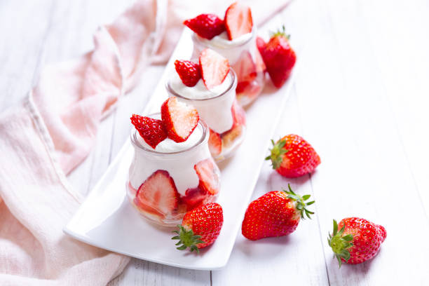 istock Dessert with strawberries and whipped cream 1210878562