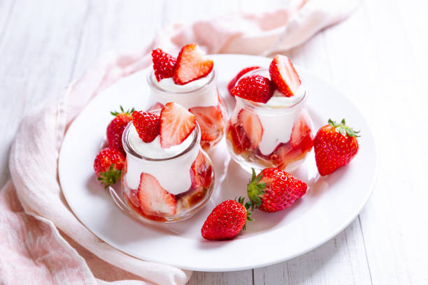 istock Dessert with strawberries and whipped cream 1210878566