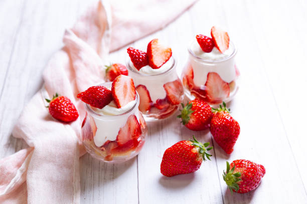 istock Dessert with strawberries and whipped cream 1210878572