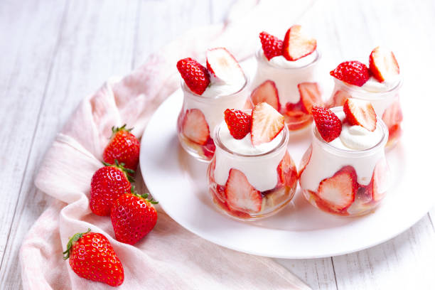 istock Dessert with strawberries and whipped cream 1210878580