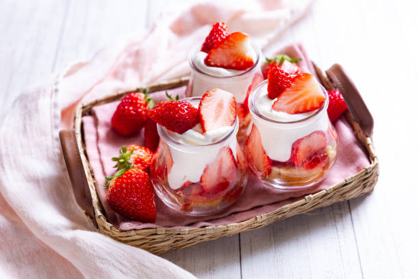 istock Dessert with strawberries and whipped cream 1210878583