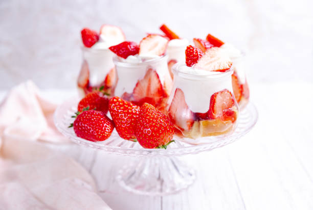 istock Dessert with strawberries and whipped cream 1210878587